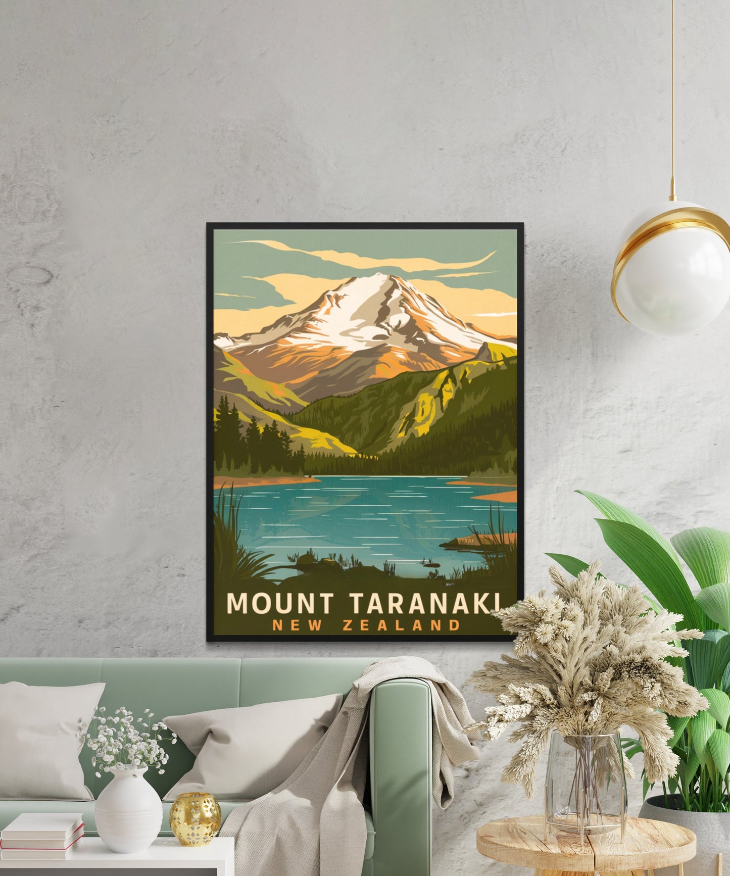 Mount Taranaki Vintage Travel Poster - Majestic Peaks