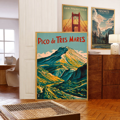 Pico de Tres Mares Vintage Travel Poster