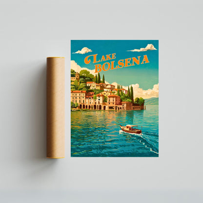 Lake Bolsena Vintage Travel Poster