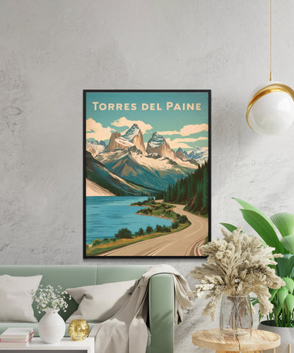 Torres del Paine Vintage Travel Poster - Epic Landscapes