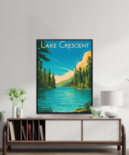 Lake Crescent Vintage Travel Poster