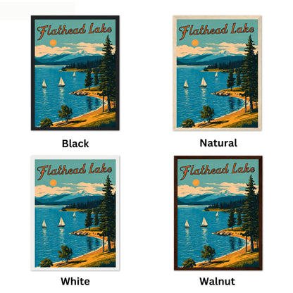 Flathead Lake Vintage Travel Poster