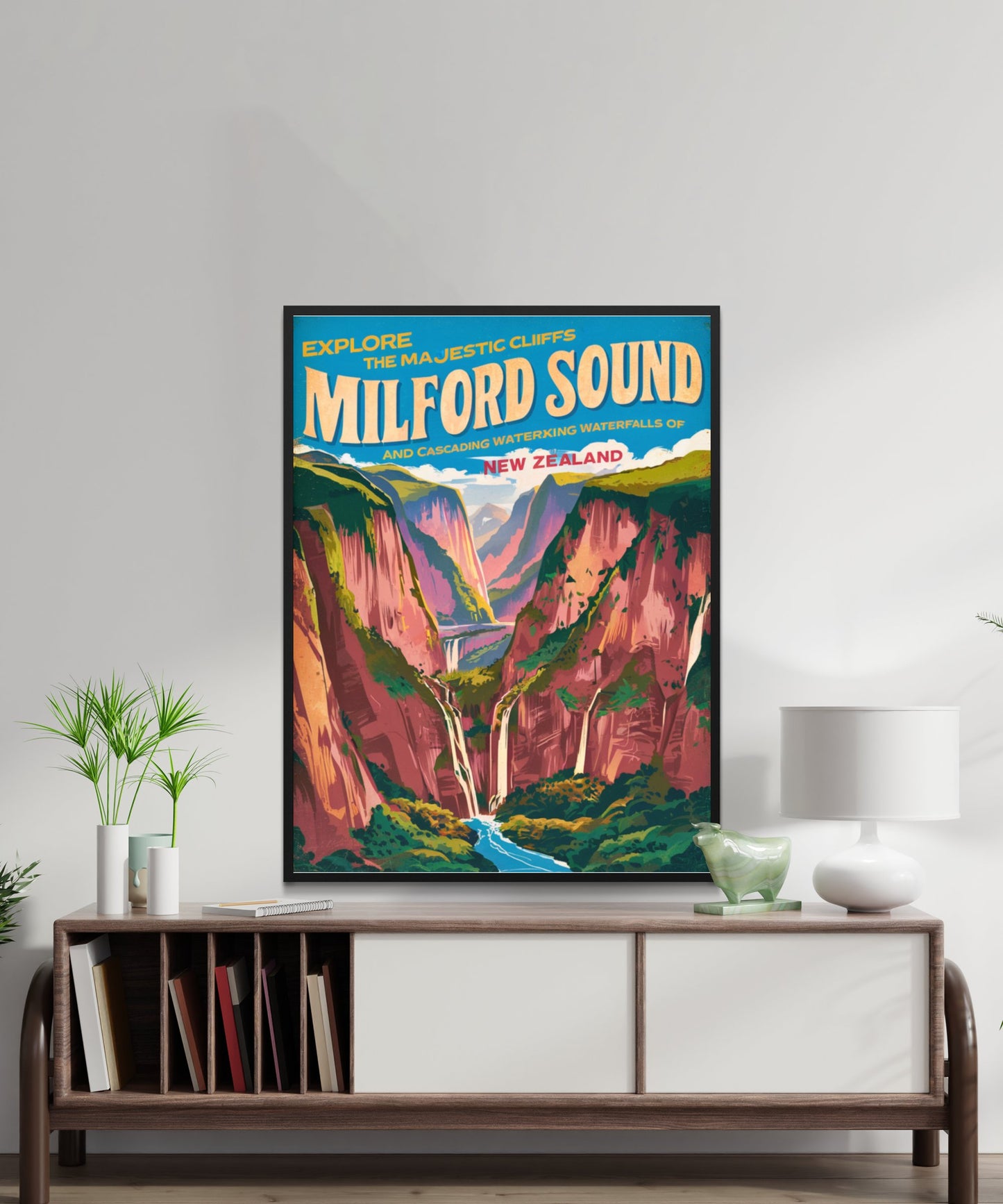 Milford Sound Vintage Travel Poster