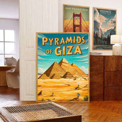 Pyramids of Giza Vintage Travel Poster