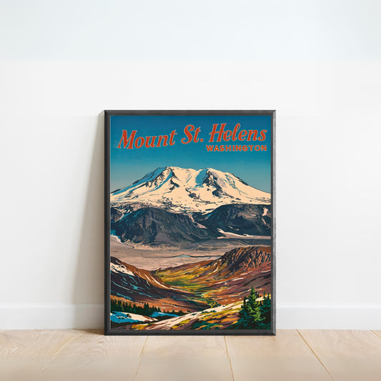 Mount St. Helens of China Vintage Travel Poster