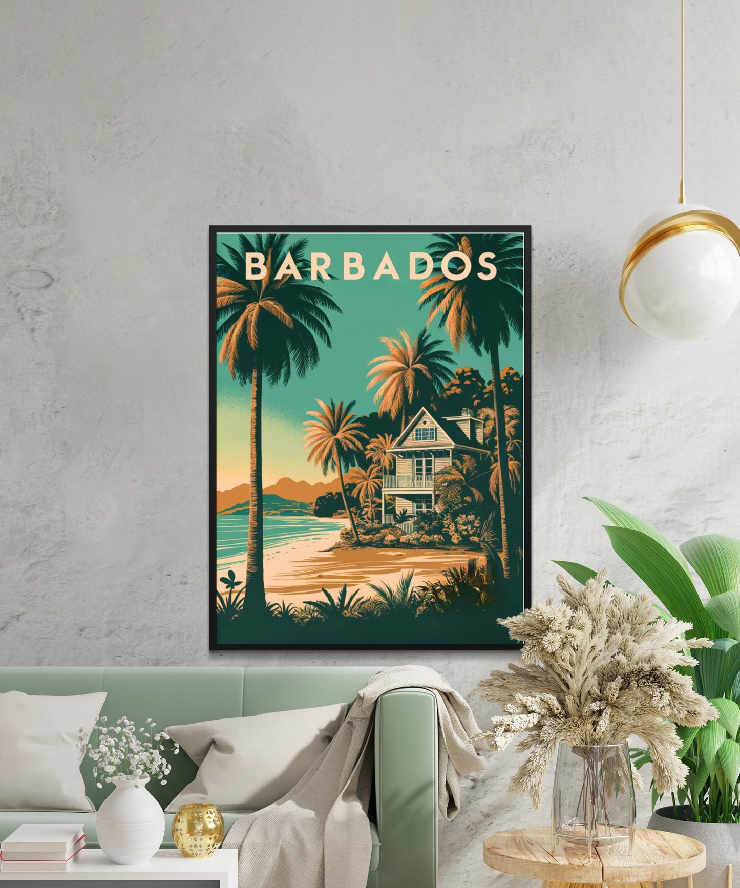 Barbados Vintage Travel Poster - Crystal Waters