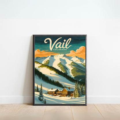 Vail Mountain Vintage Travel Poster - Charming Destination