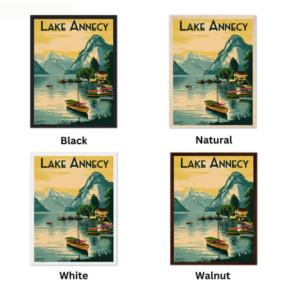 Lake Annecy Vintage Travel Poster - Famous France Crystal Clear Waters