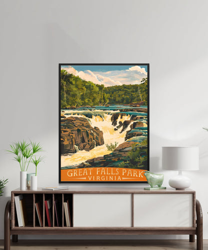 Great Falls Park Vintage Travel Poster