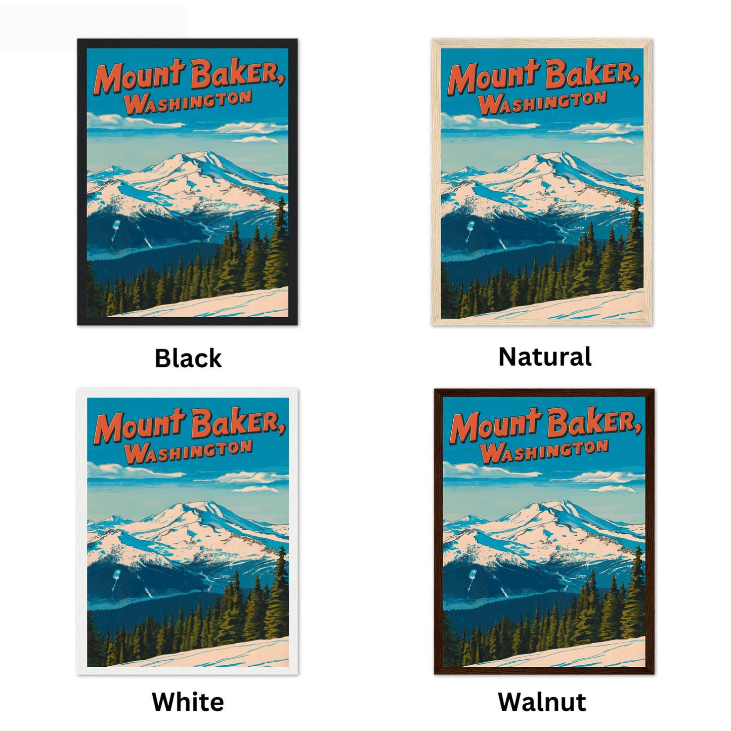 Mount Baker Vintage Travel Poster  - Washington's Alpine Icon