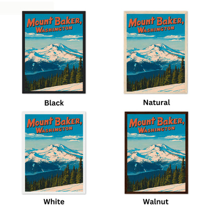 Mount Baker Vintage Travel Poster  - Washington's Alpine Icon