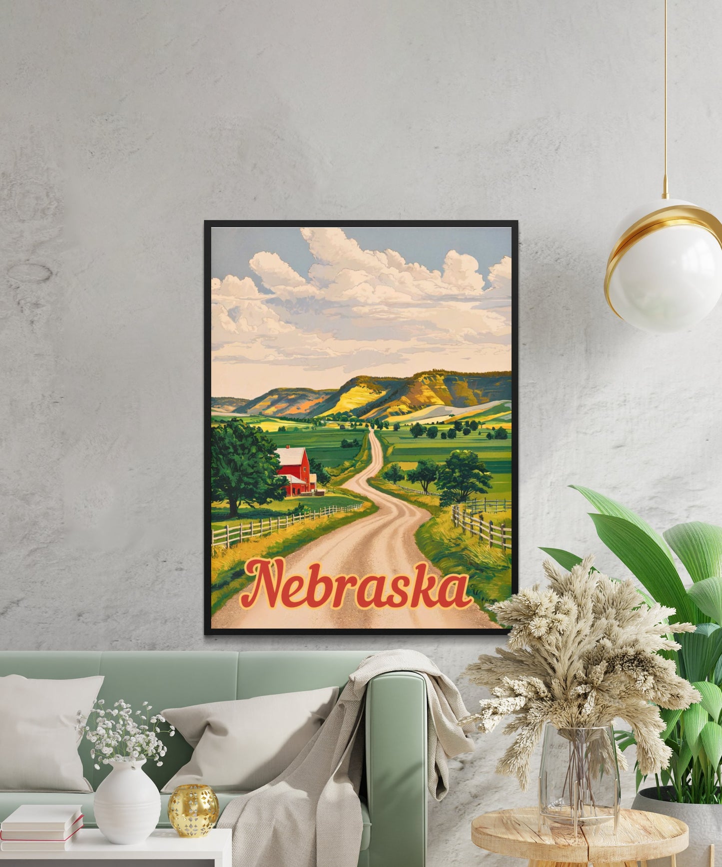 Nebraska Vintage Travel Poster - Rolling Hills and Prairie Landscapes