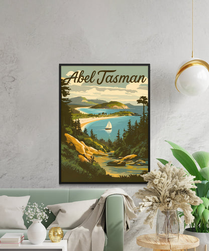 Abel Tasman Park  Vintage Travel Poster - Scenic Trails