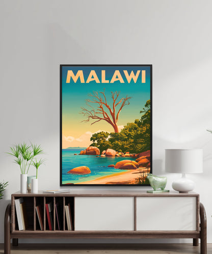 Lake Malawi Vintage Travel Poster