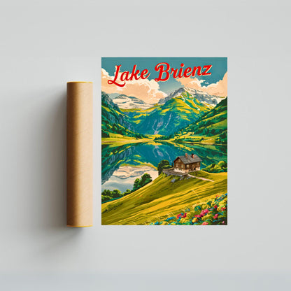 Lake Brienz Vintage Travel Poster - Swiss Serenity and Scenic Beauty