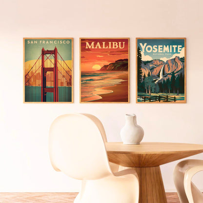 Malibu Vintage Travel Poster - Coastal Dreams