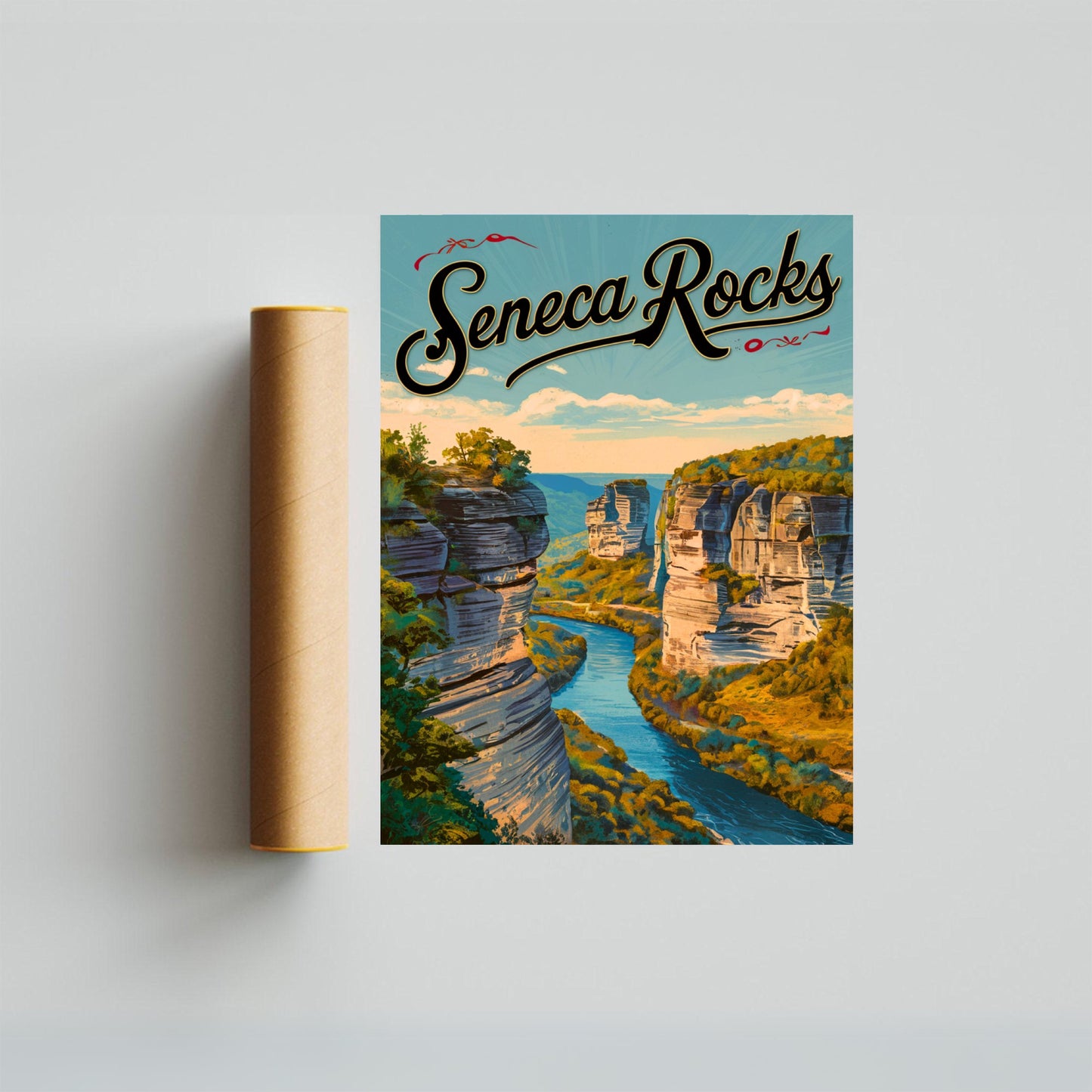 Seneca Rocks Vintage Travel Poster - Rock Formation