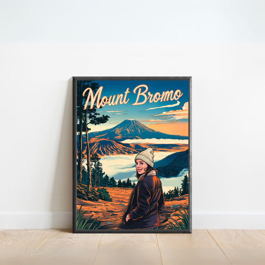 Mount Bromo Vintage Travel Poster