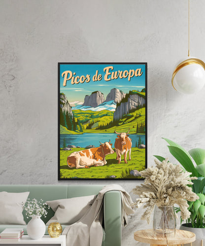 Picos de Europa Vintage Travel Poster