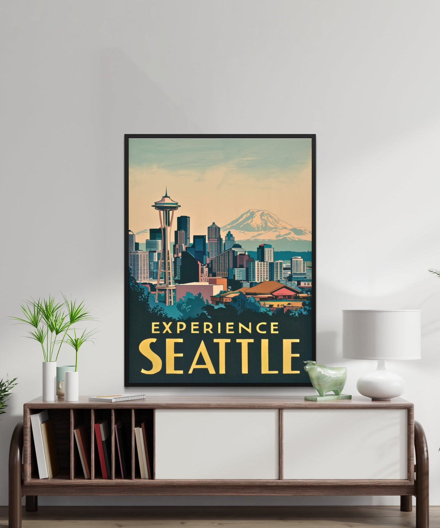 Seattle Vintage Travel Poster - Space Needle and Skyline