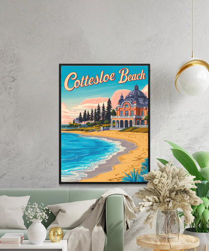 Cottesloe Beach Vintage Travel Poster