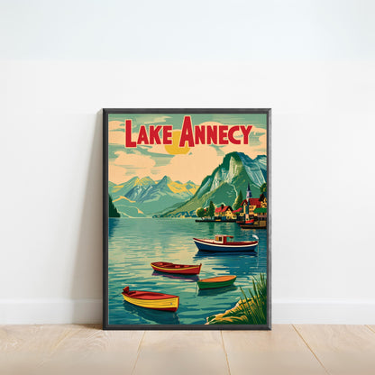 Lake Annecy Vintage Travel Poster