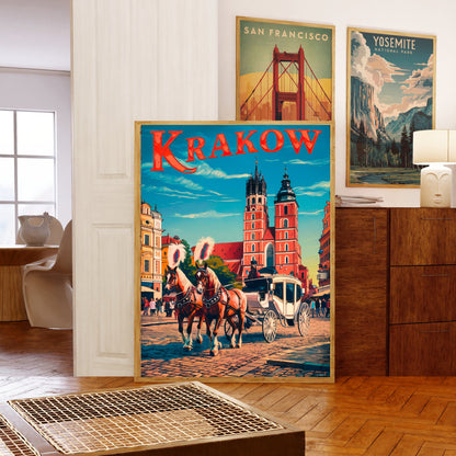 Krakow Vintage Travel Poster