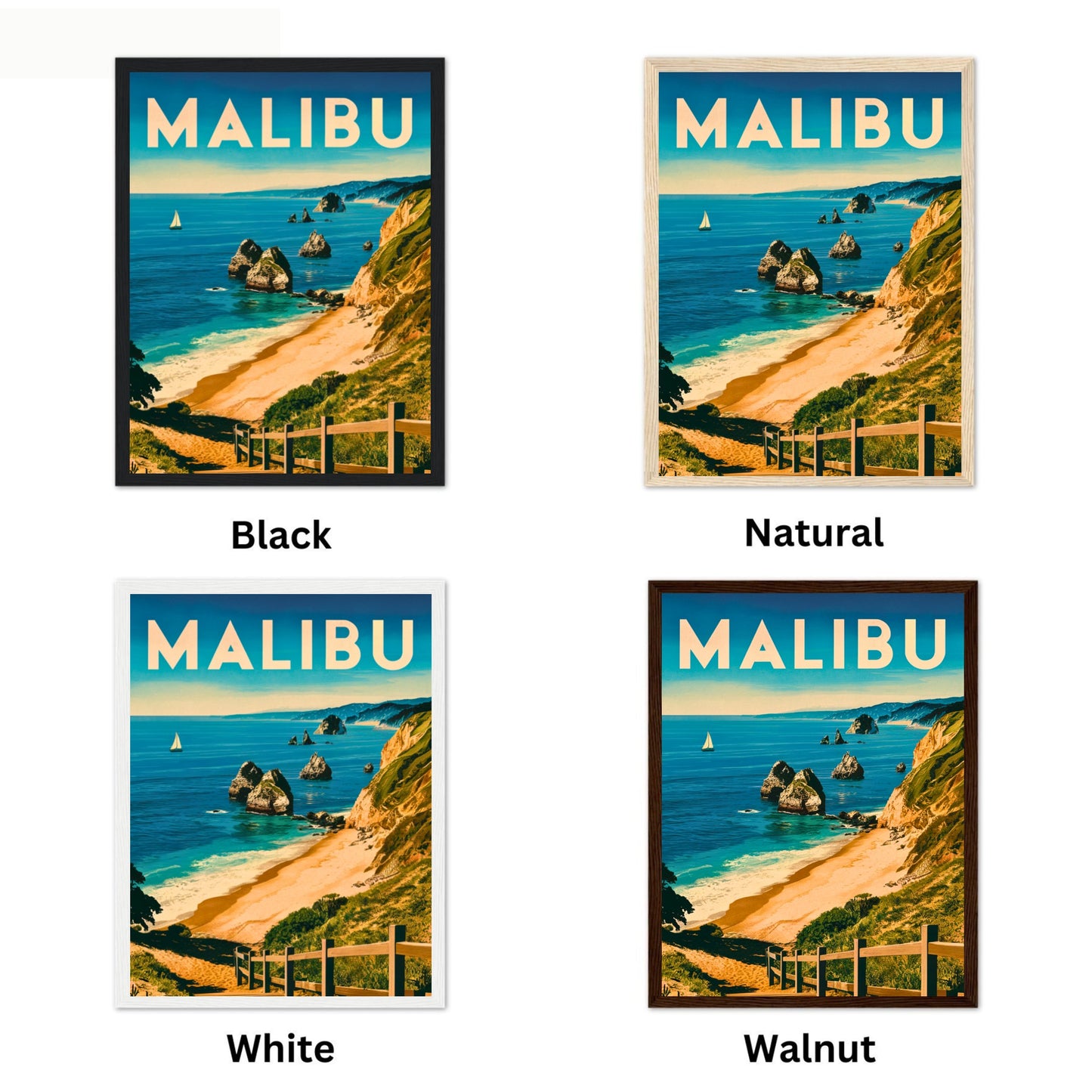 Malibu Vintage Travel Poster - Pacific Bliss