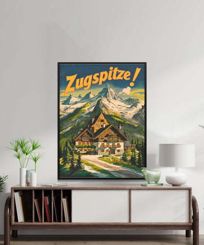 Zugspitze Vintage Travel Poster - Germany Mountains