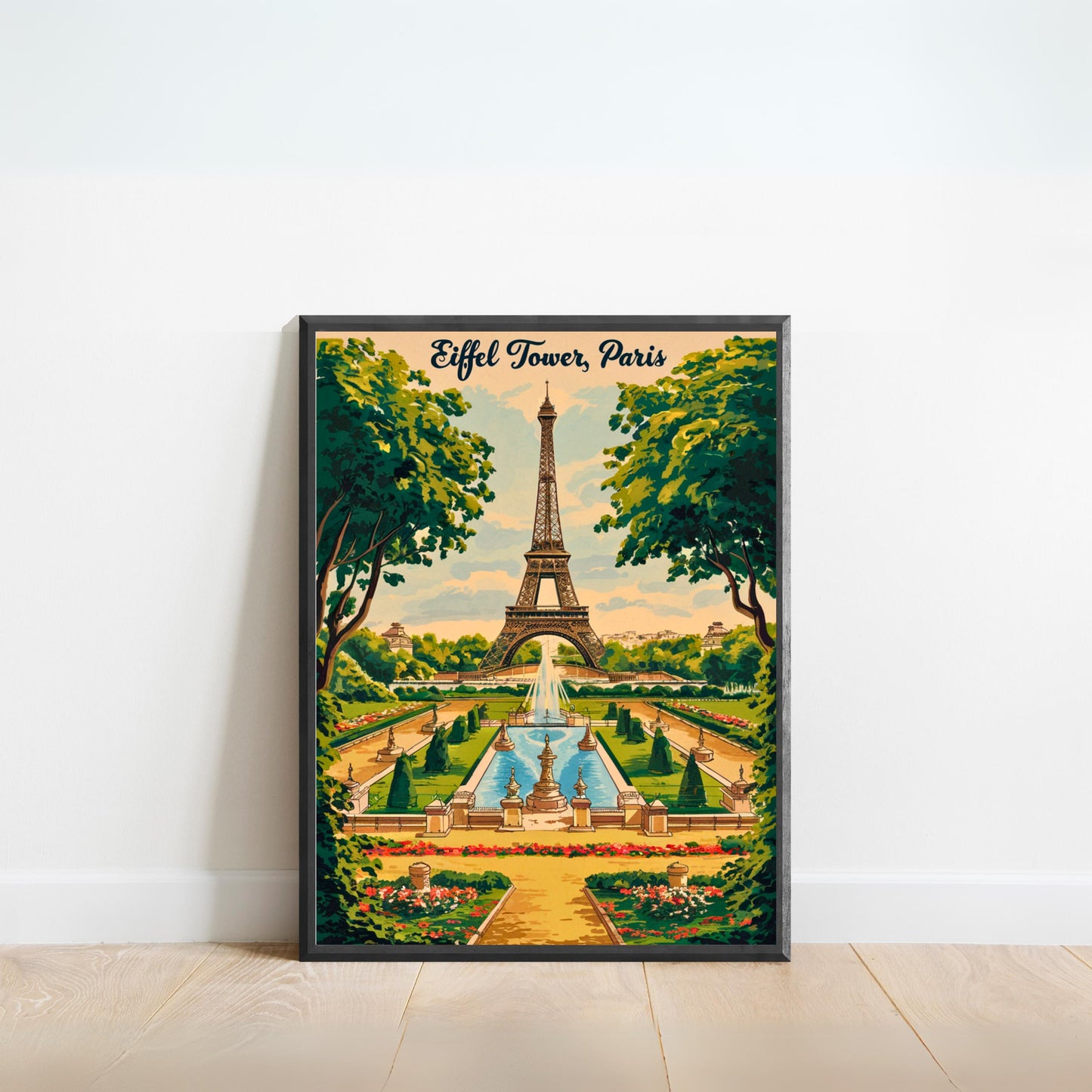 Eiffel Tower Vintage Travel Poster -Iconic Parisian Elegance