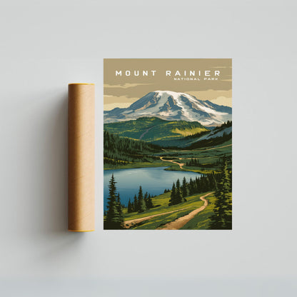 Mount Rainer Vintage Travel Poster