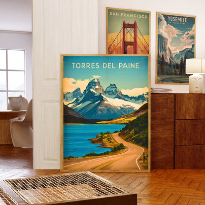 Torres del Paine Vintage Travel Poster