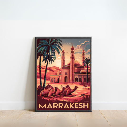 Marrakesh Vintage Travel Poster - Historic Medina