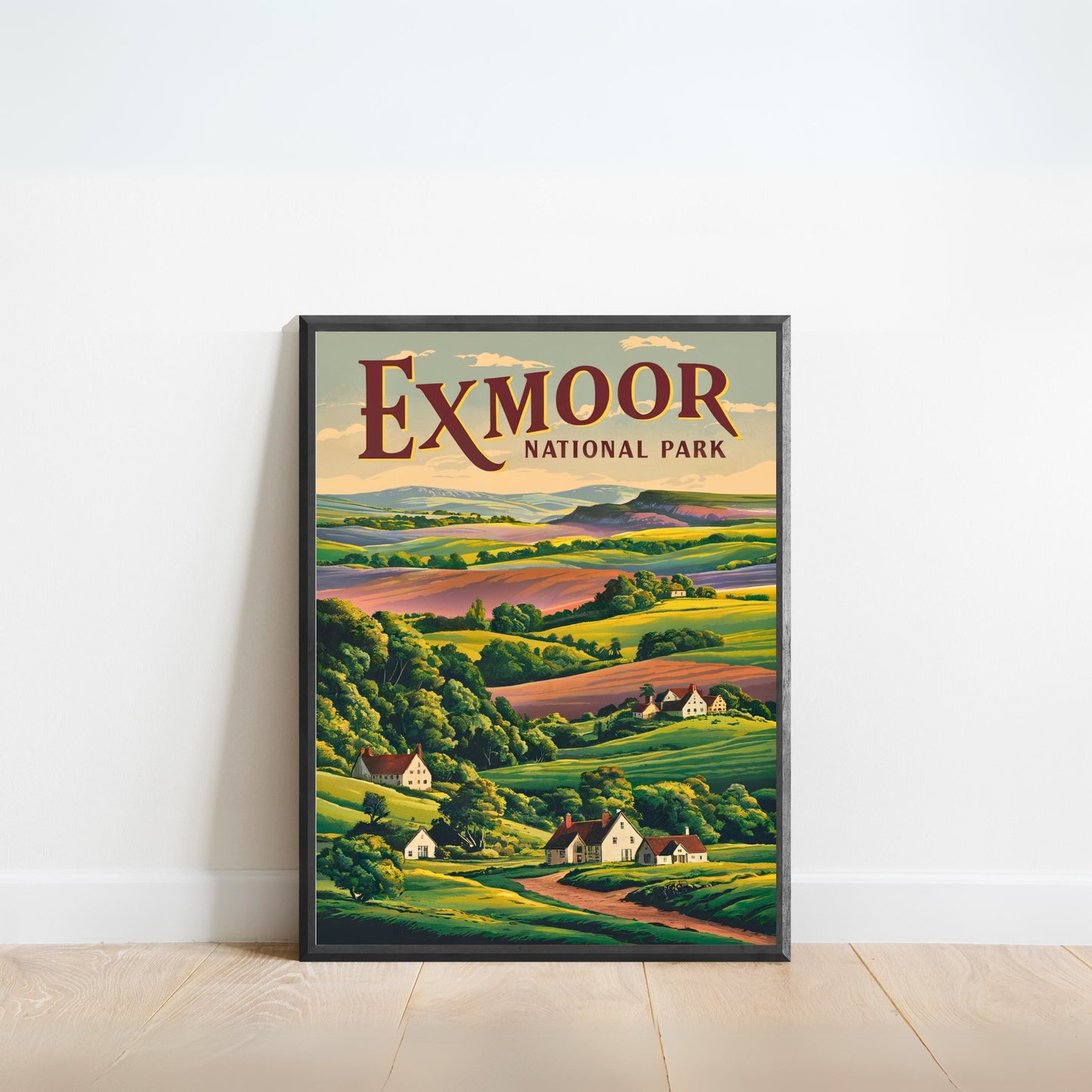 Exmoor Vintage Travel Poster - Rolling Hills and Heather