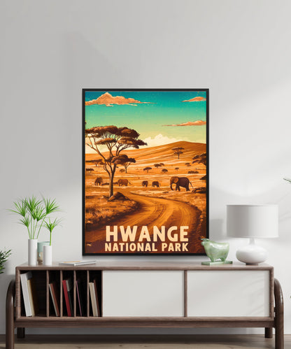 Hwange Vintage Travel Poster -  Rich Wildlife