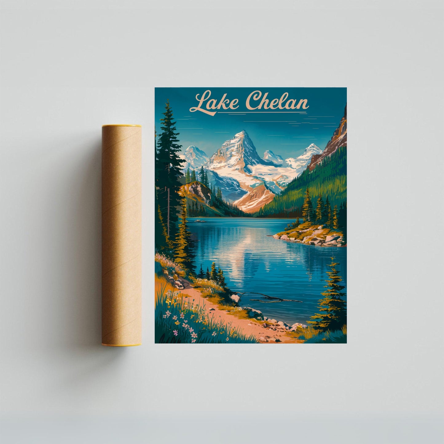 Lake Chelan Vintage Travel Poster