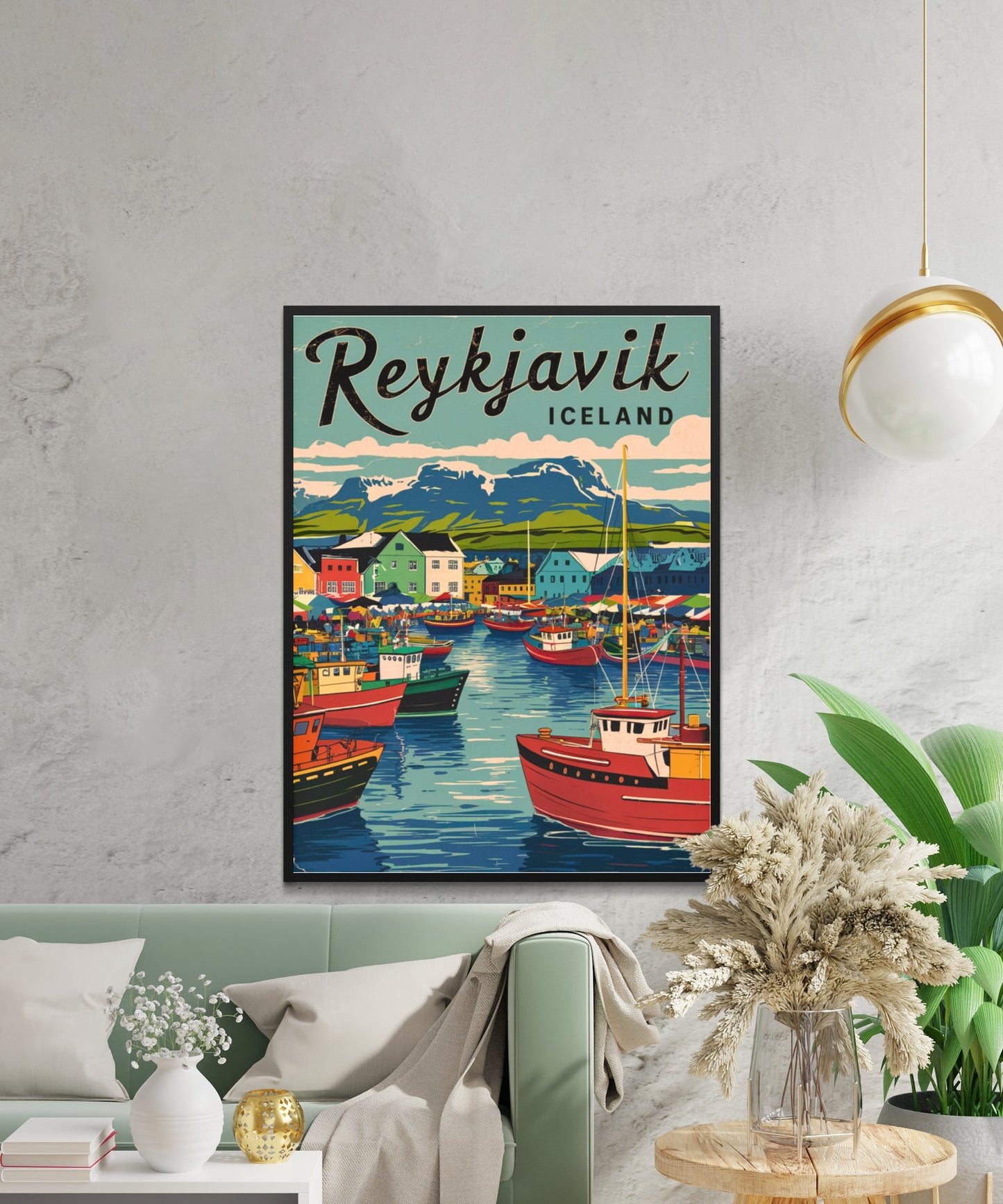 Reykjavik Vintage Travel Poster