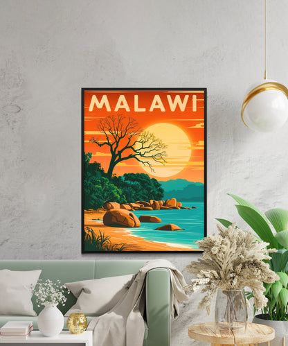 Lake Malawi Vintage Travel Poster - Outdoor Adventure