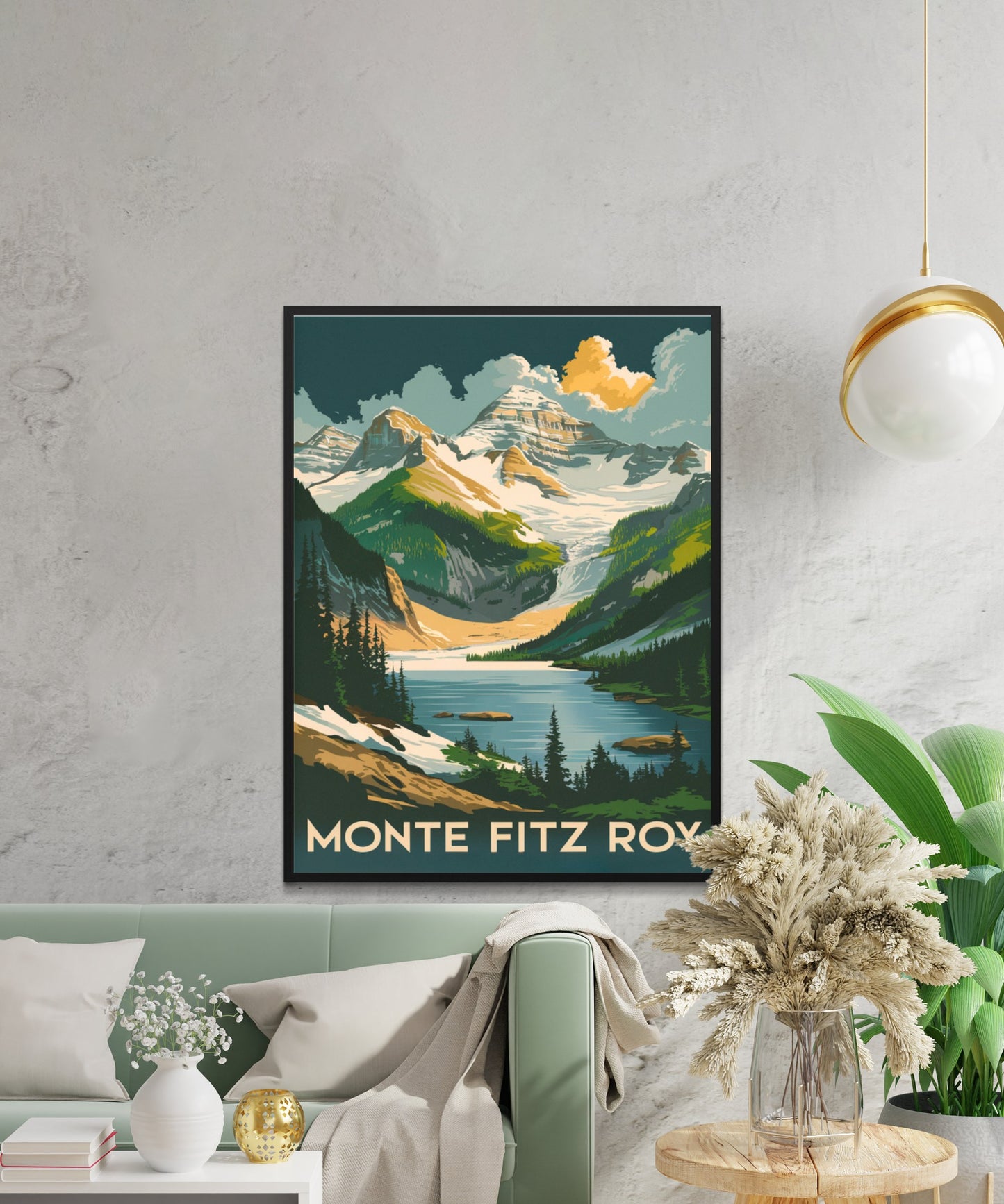 Monte Fitz Roy Vintage Travel Poster - Mountainous Landscape