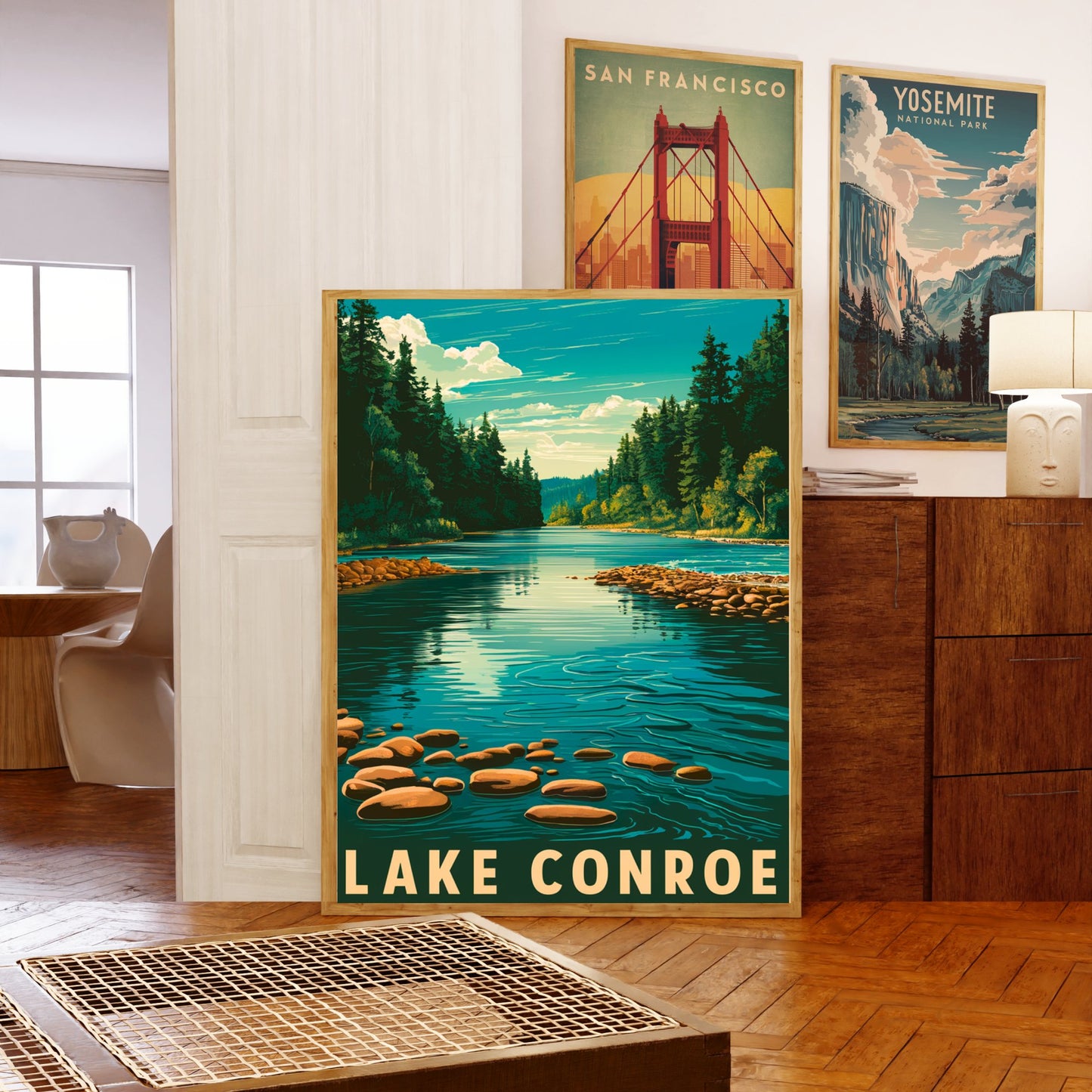 Lake Conroe Vintage Travel Poster