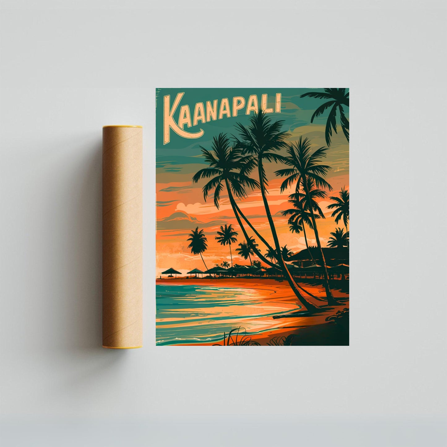 Kaanapali Beach Vintage Travel Poster - Serene Escape