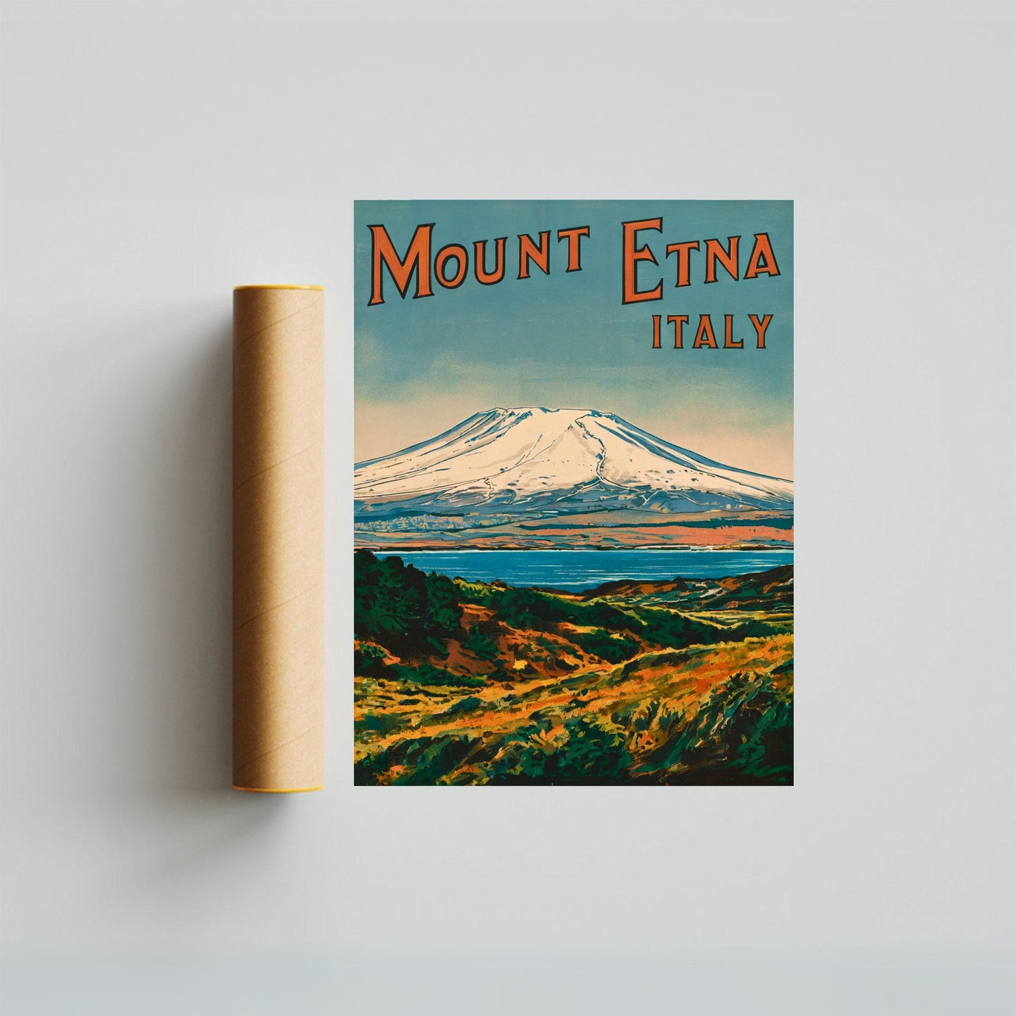 Mount Etna Vintage Travel Poster