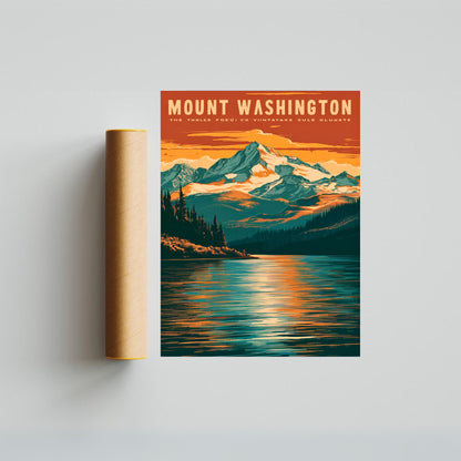 Mount Washington Vintage Travel Poster - Peak of New England