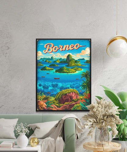 Borneo Vintage Travel Poster - Pristine Jungles