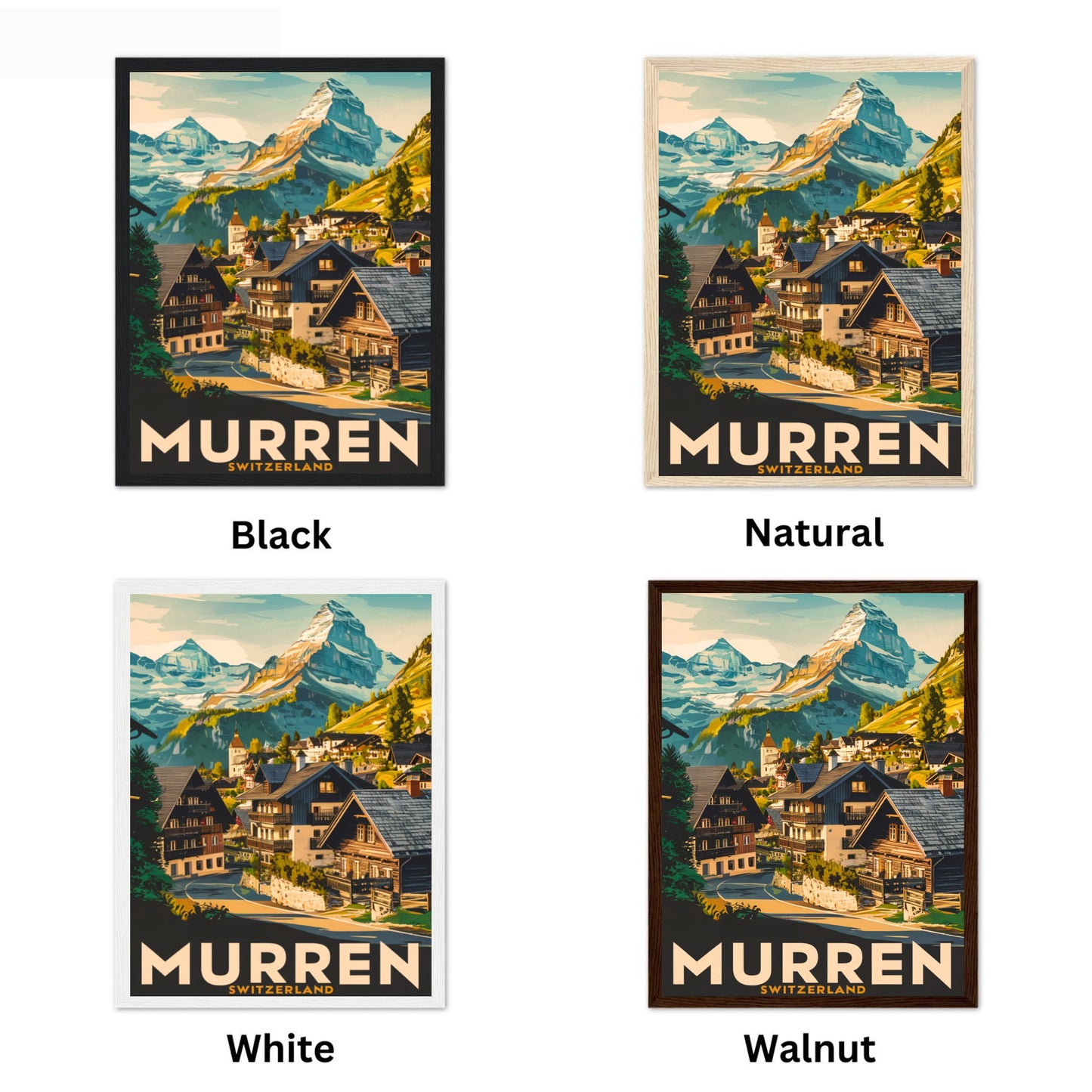 Murren Vintage Travel Poster - Snowy Summits