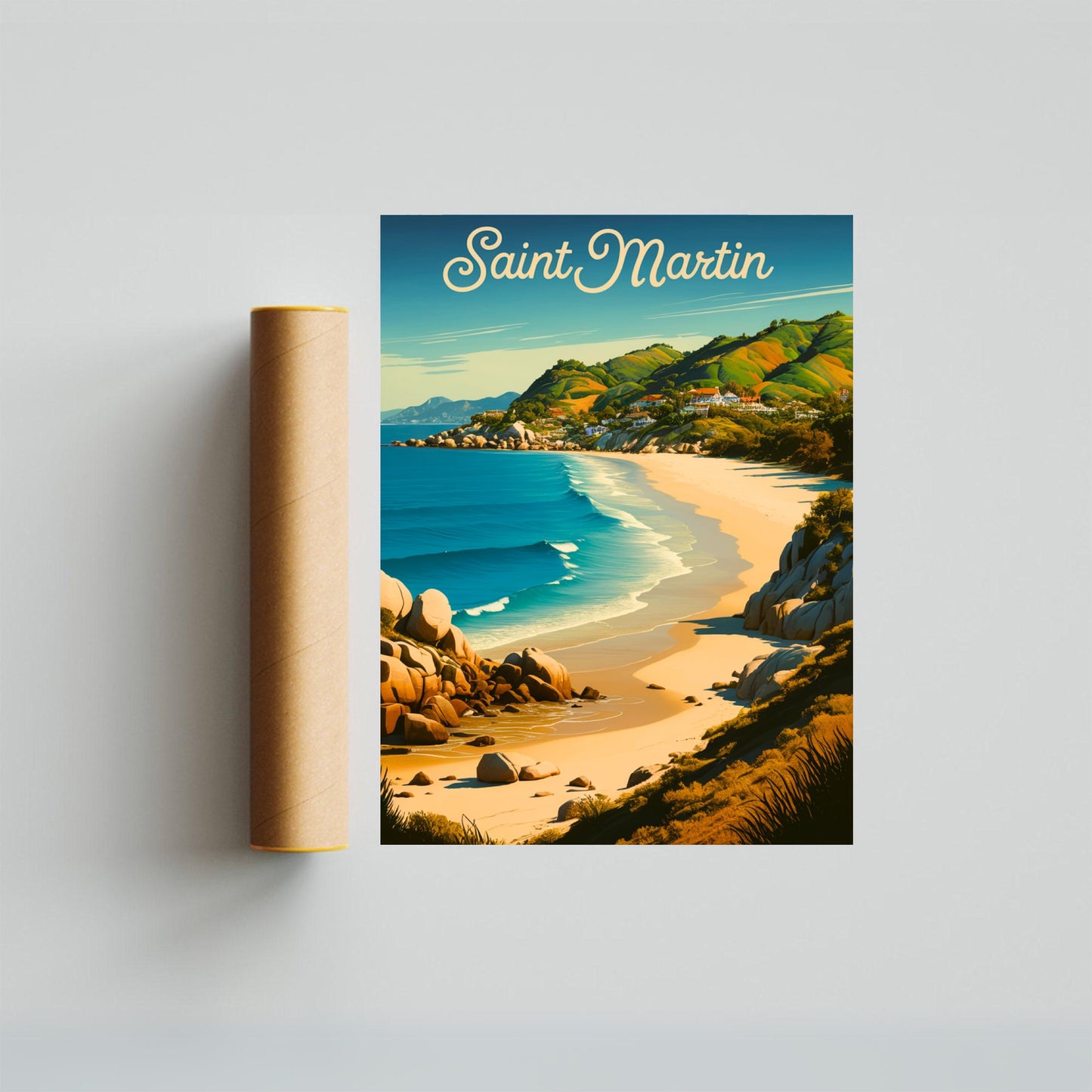 Saint Martin Vintage Travel Poster - Coastal Beauty