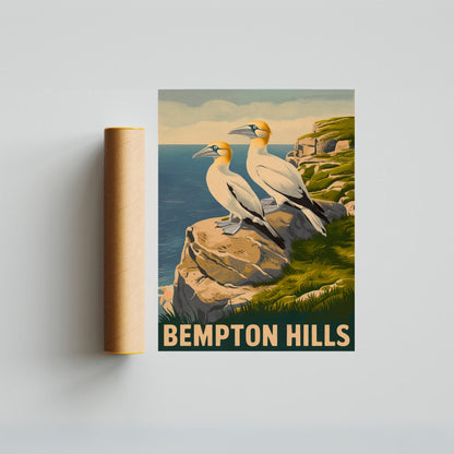 Bempton Cliffs Vintage Travel Poster - Seabird Sanctuary