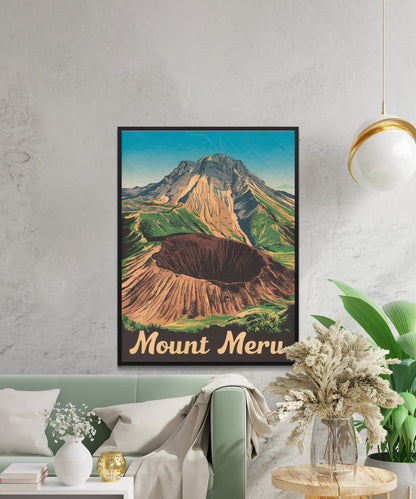 Mount Meru Vintage Travel Poster - Tanzania Landmark