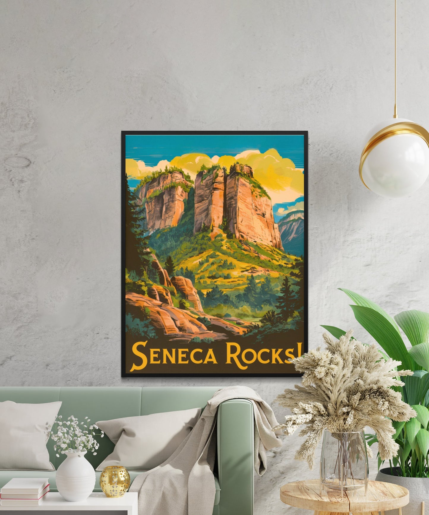 Seneca Rocks Vintage Travel Poster - Vertical Cliffs