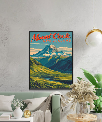 Mount Cook Vintage Travel Poster - Alpine Splendor